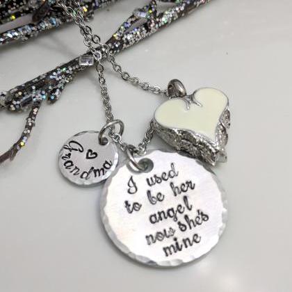 Hand Stamped Necklace I Used To Be Her Angel- Hand..