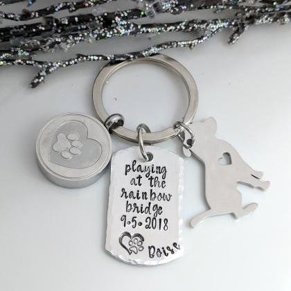 Hand Stamped Keychain-playing At The Rainbow..
