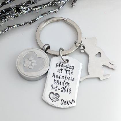 Hand Stamped Keychain-playing At The Rainbow..