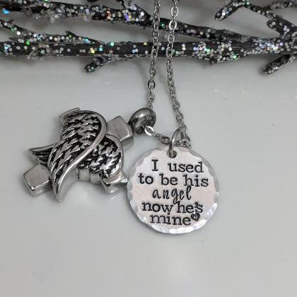 Hand Stamped Necklace-i Used To Be His Angel Urn-..