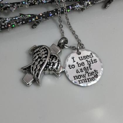 Hand Stamped Necklace-i Used To Be His Angel Urn-..