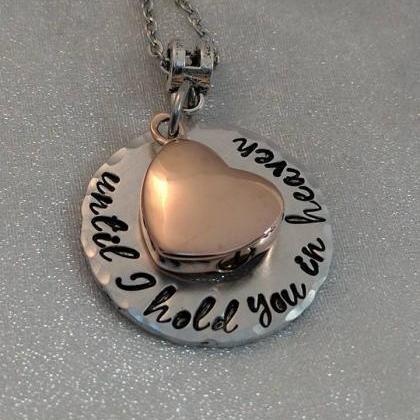 Hand Stamped Necklace Cremation Jewelry - Urn..