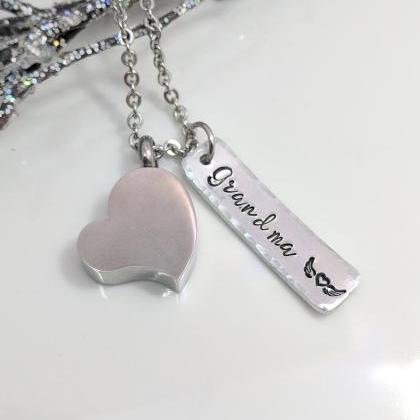 Ready To Ship-hand Stamped Necklace-heart Urn For..