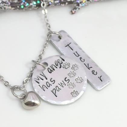 My Angel Has Paws Necklace-loss Of Pet-furbaby..