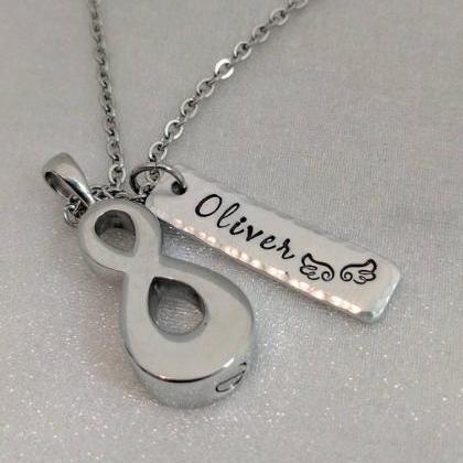 Infinity Urn Hand Stamped Necklace - Personalized..