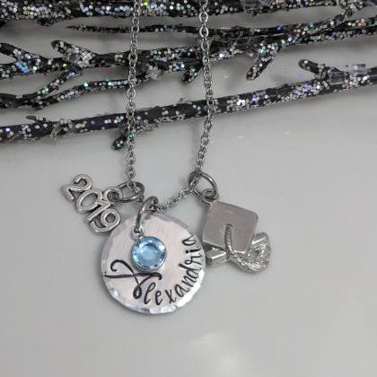 Hand Stamped Personalized Graduation Necklace -..