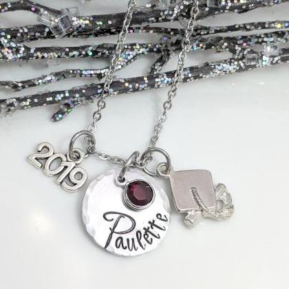 Hand Stamped Personalized Graduation Necklace -..