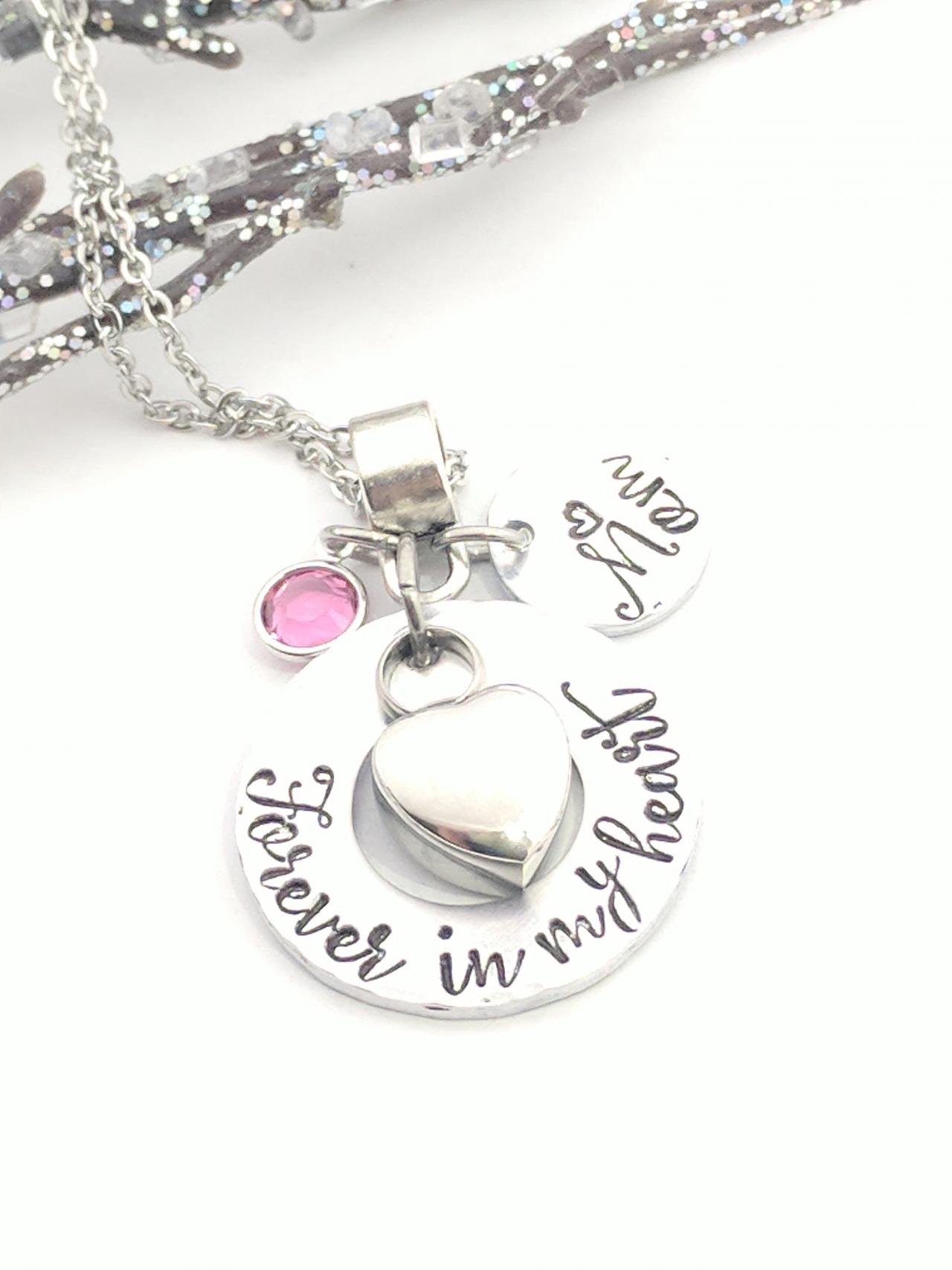 Forever In My Heart- Loss Jewelry- Remembrance Keepsake- Personalized- Birthstone- Heart Urn- Urn Necklace- Ashes- Cremation Jewelry- Gift