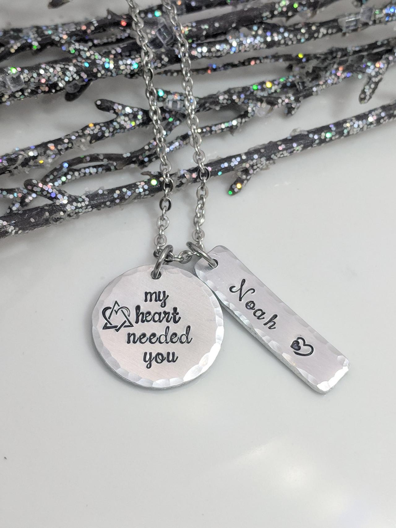 Hand Stamped Necklace My Heart Needed You-adoption Gift-gotcha Day-adoption Jewelry-adoption Announcement-adoptive Mom Gift-exquisite Stamp