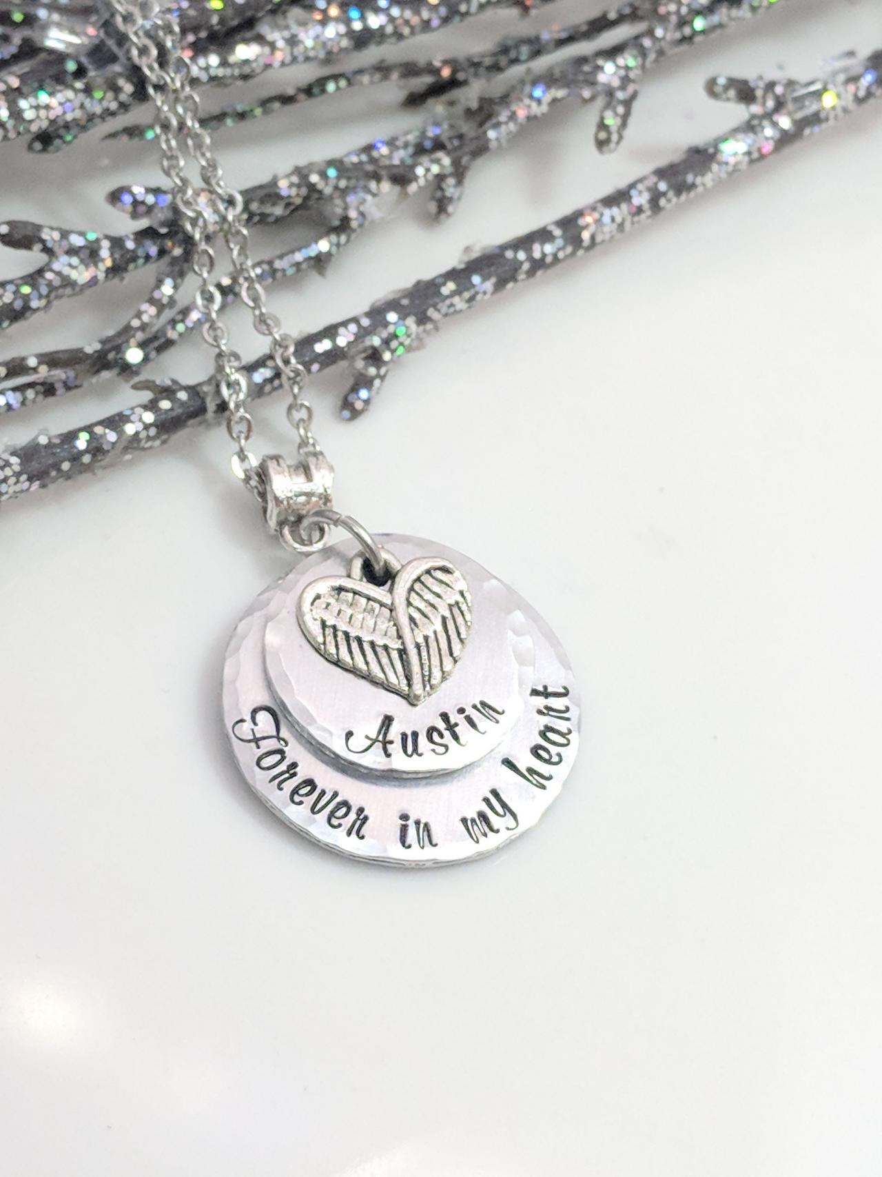 Hand Stamped Necklace Forever In My Heart - Sympathy Gift - Memorial Necklace - In Memory Of Jewelry - Personalized - Hand Stamped Jewelry -