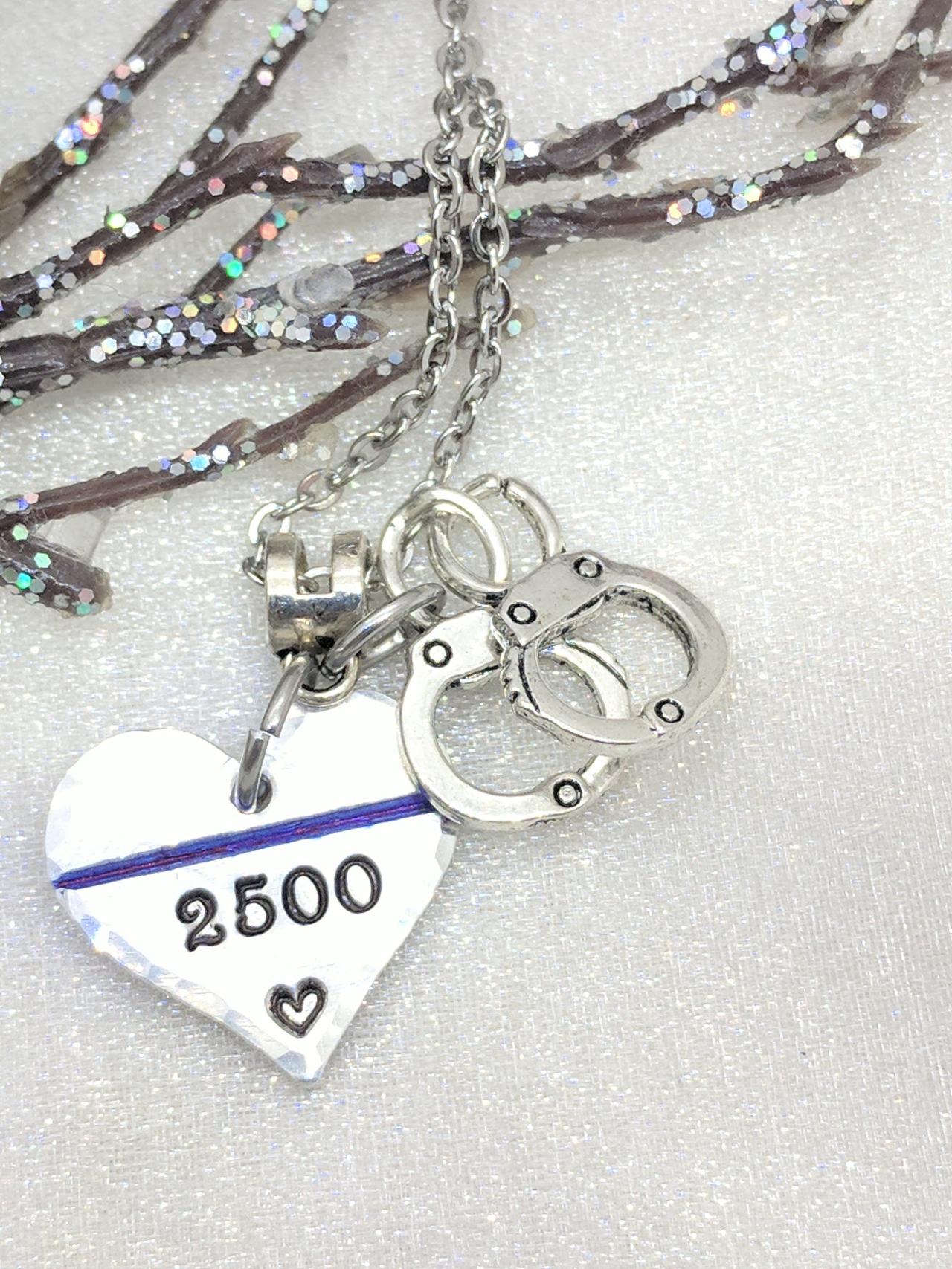 Thin Blue Line Necklace Valentine's Gift For Her-police Girlfriend-badge Number-police Wife Necklace-police Wife-police Officer Jewelry