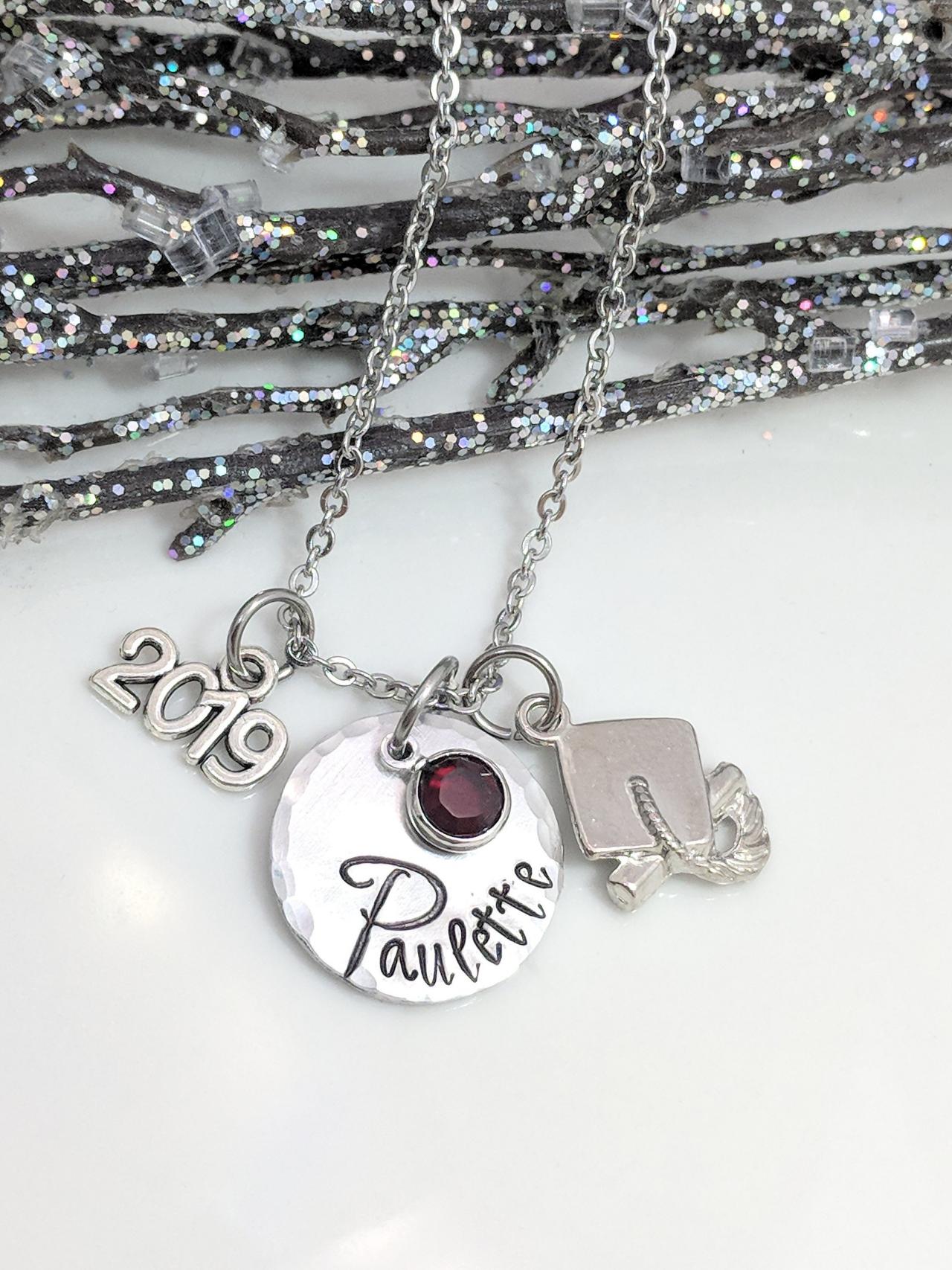 Hand Stamped Necklace Class Of 2018-hand Stamped Jewelry -handmade Graduation Gift-graduate Gift-grad Gift-graduate Gift-personalized Graduation