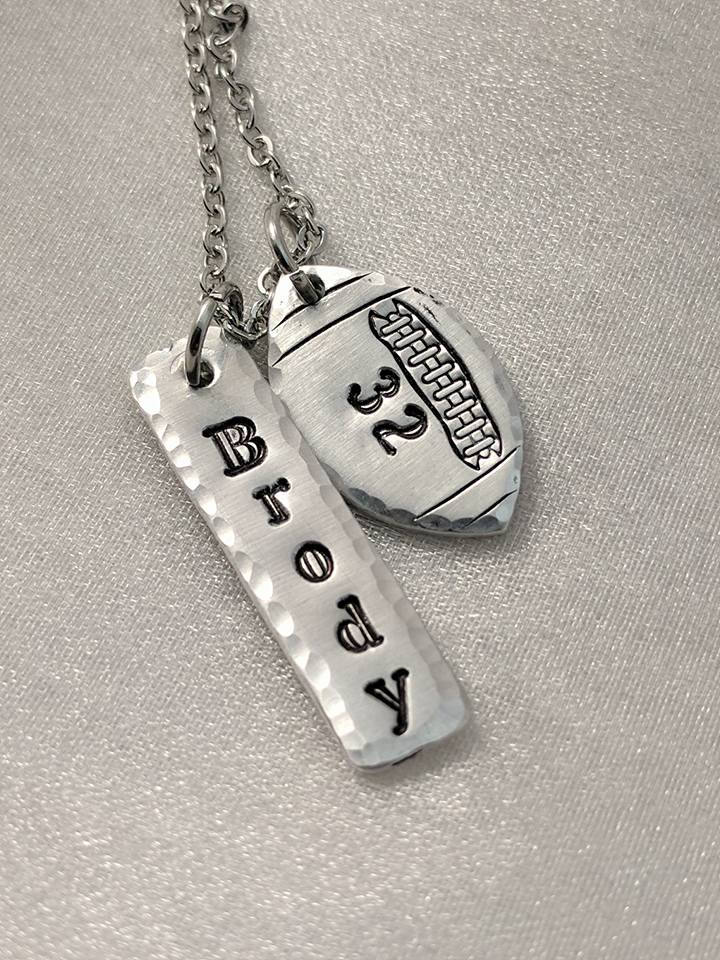 Football Necklace - Customized With Name And Number - Team Support - Football Mom Necklace - Jewelry For Mom -personalized Football Jewelry