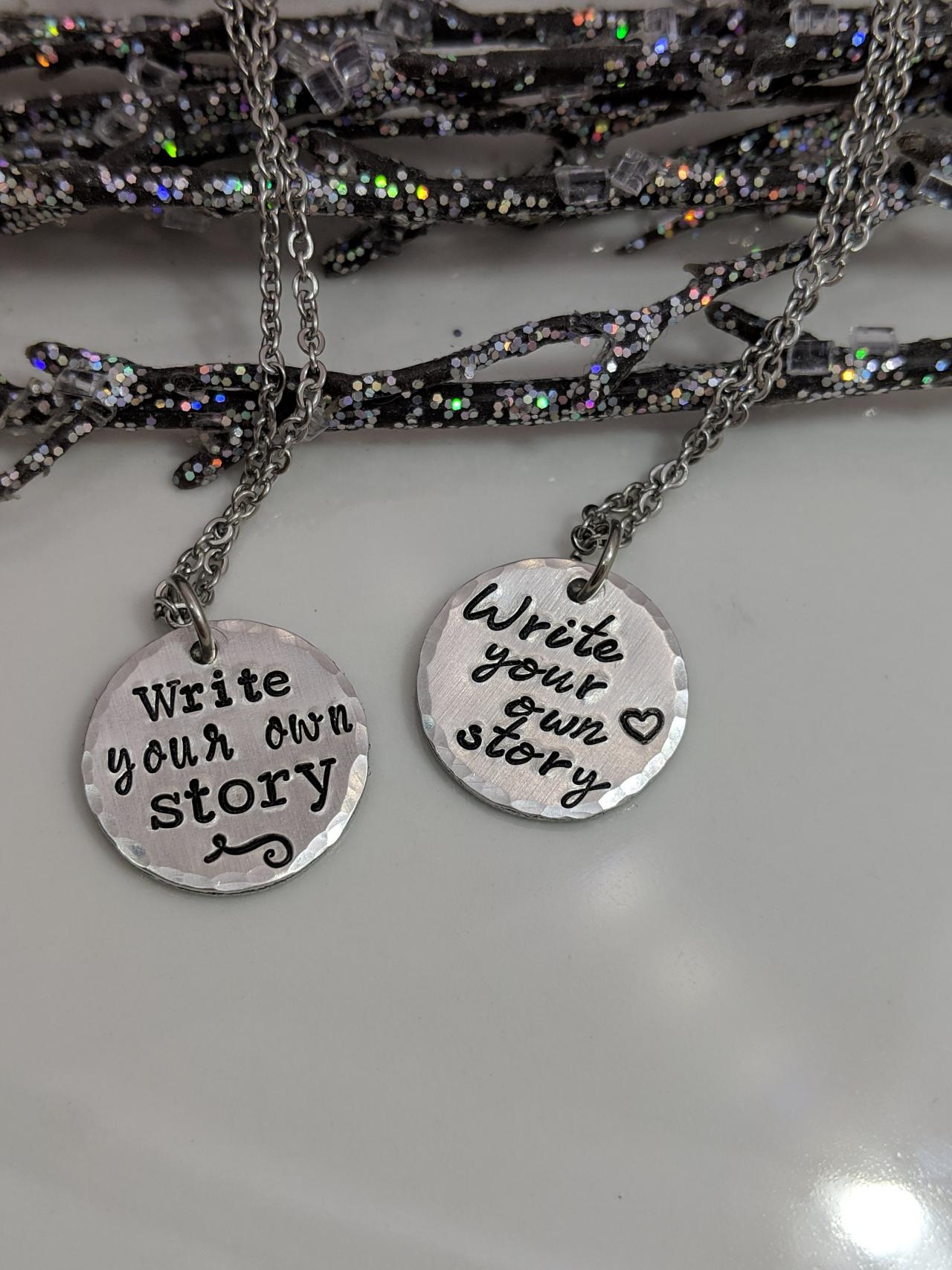 Hand Stamped Necklace Write Your Own Story - Inspirational - Hand Stamped Jewelry - Motivational - Necklace - Statement - Graduation - Christmas