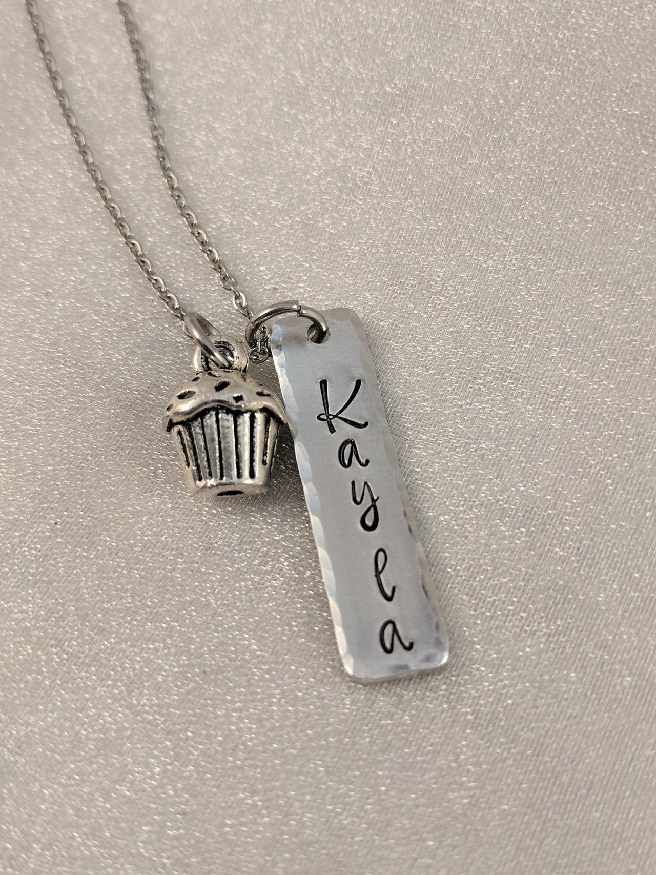Personalized Hand Stamped Necklace -name Necklace Jewelry-charm Necklace-metal Stamped Jewelry-christmas Gift-birthday Gift-teen Girl