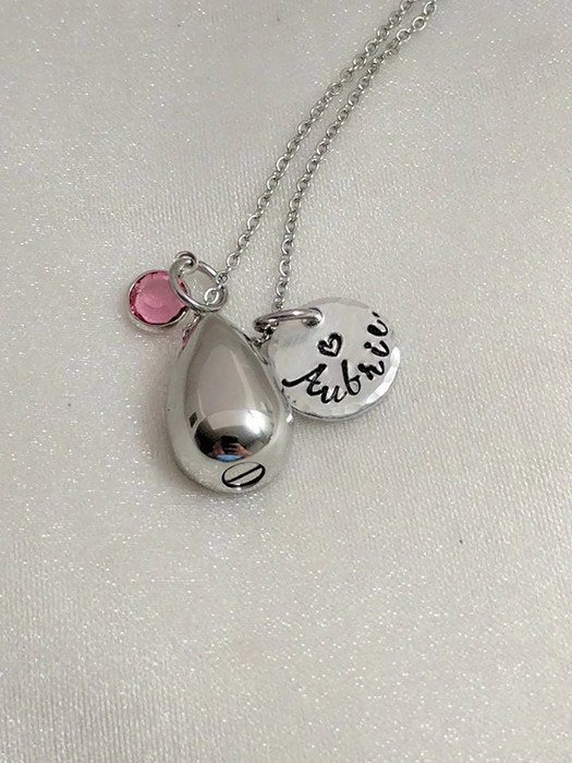Hand Stamped Necklace Urns For Ashes - Ash Jewelry - Necklace For Ashes - Personalized - Hand Stamped - Memorial Keepsake - Sympathy Gift - Small