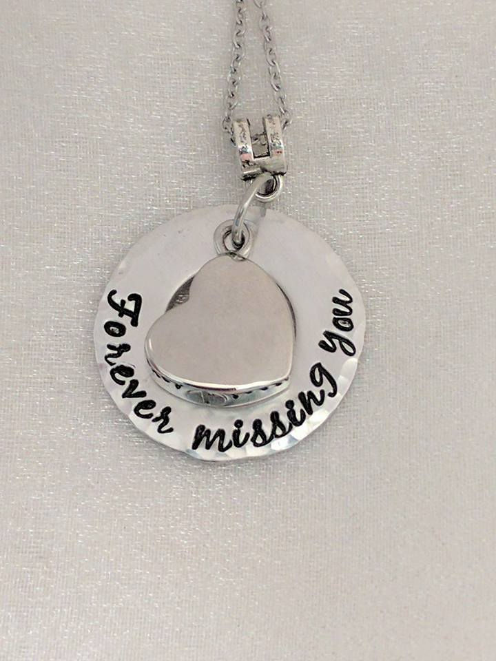 Hand Stamped Necklace Sympathy Gift - Cremation Urn Jewelry - Ashes Jewelry - Memorial Keepsake - Forever Missing You - Urn Locket - Forever