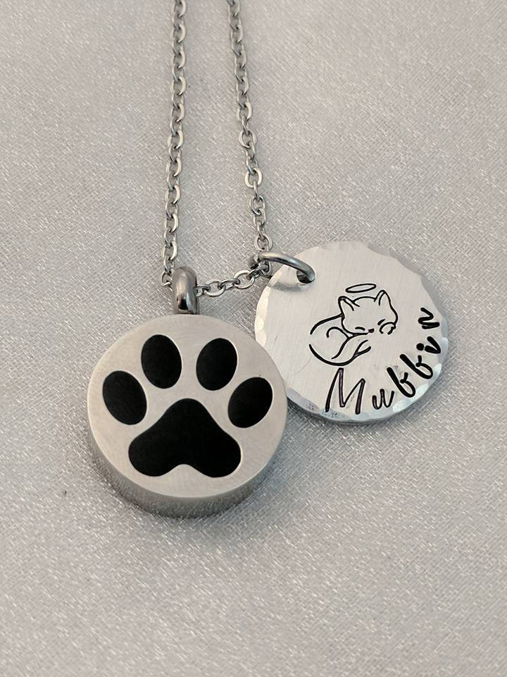 Pet Memorial Hand Stamped Necklace- Loss Of Pet Urn Hand Stamped Jewelry - Pet Loss Keepsake - Customized Pet Loss Necklace - Cat Remembrance -