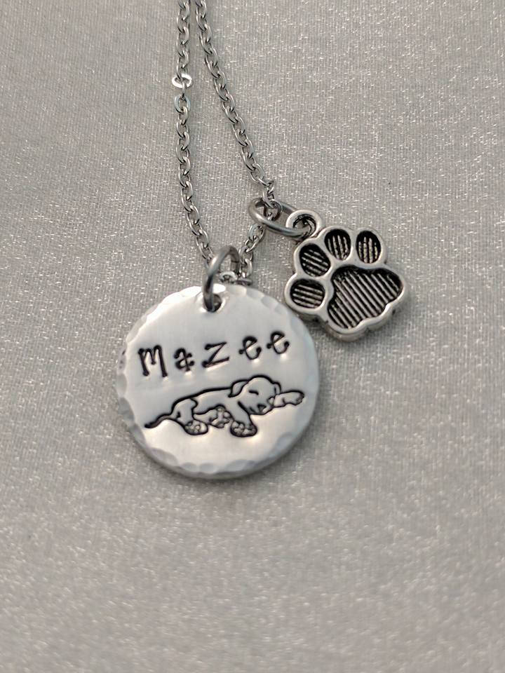 Dog Lover Hand Stamped Necklace - Puppy Love Hand Stamped Jewelry - Personalized Pet Necklace - Furbaby Mom Jewelry - Pet Name Necklace -