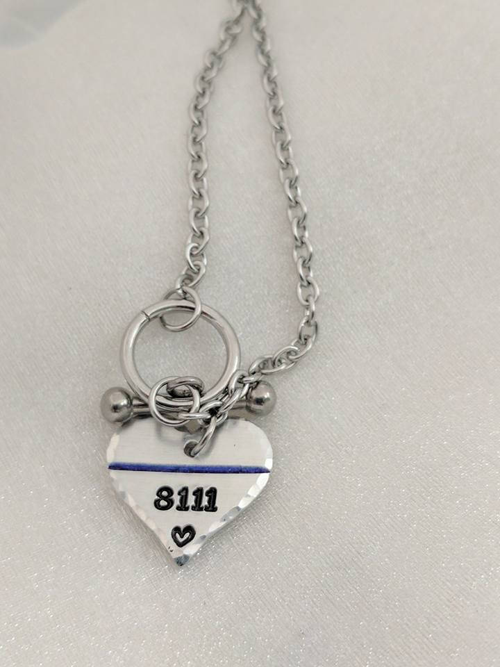 Thin Blue Line Hand Stamped Bracelet - Police Wife Hand Stamped Jewelry - Support Police - Badge Number - Police Wife Bracelet - Policewoman Gift