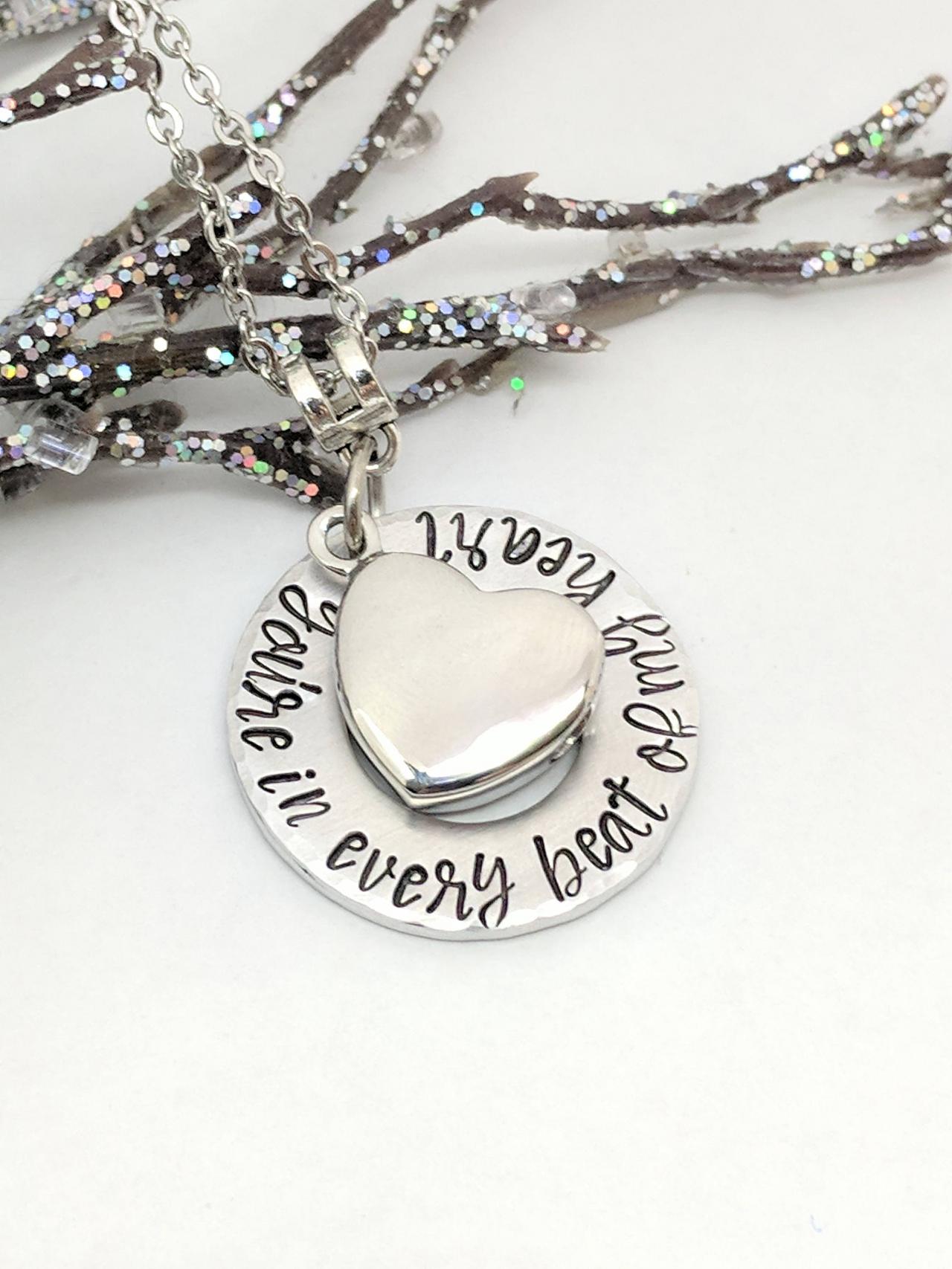 Urn For Ashes Hand Stamped Necklace-memorial Urn Keepsake Hand Stamped Jewelry-urn Necklace-heart Urn-ash Holder Jewelry-sympathy Gift-beat Of My