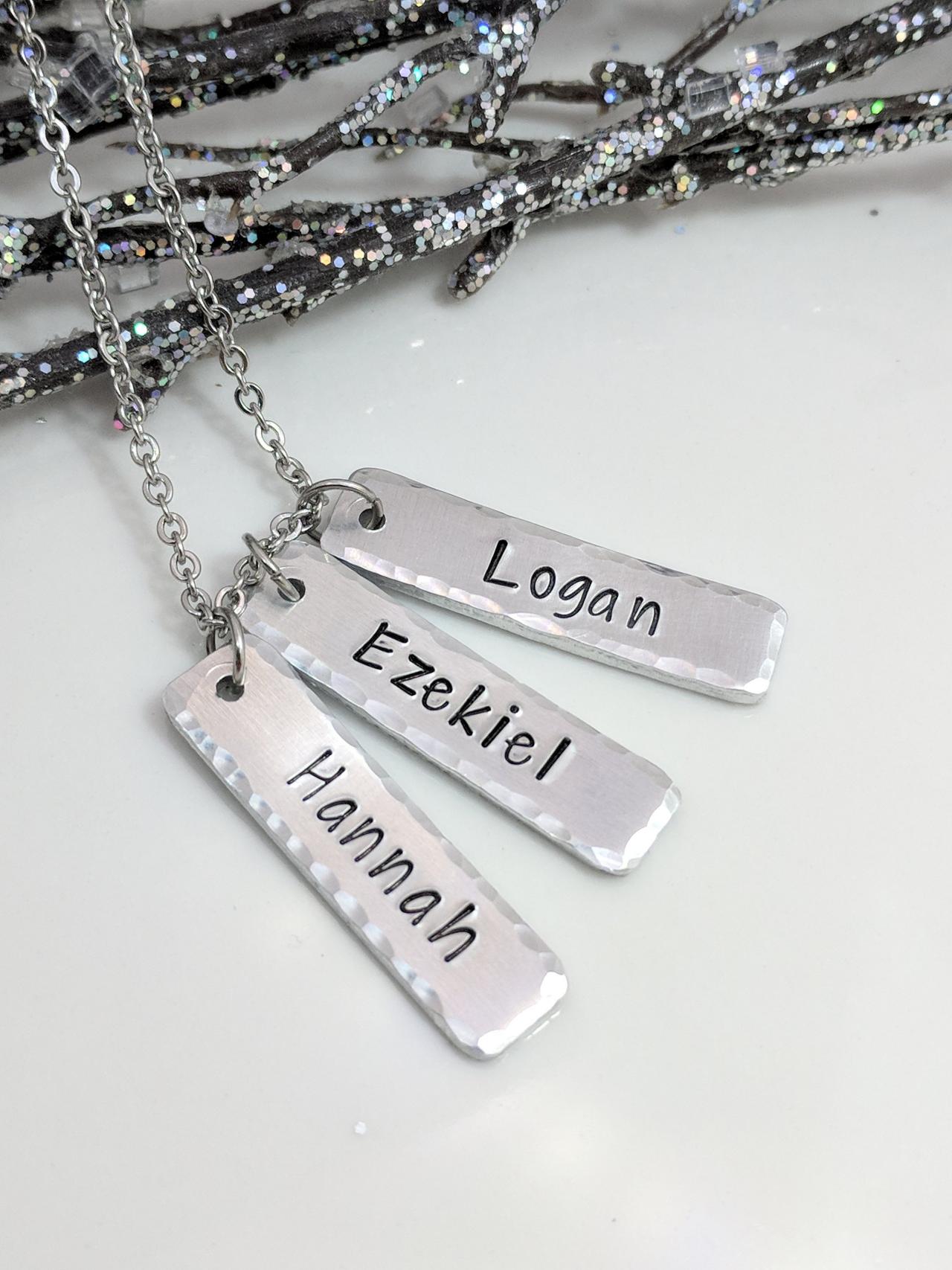Name Bar Hand Stamped Necklace - Gift For Mom - Hand Stamped Jewelry - Unique Name Gifts - Gift For Grandma - Personalized - Name Jewelry -
