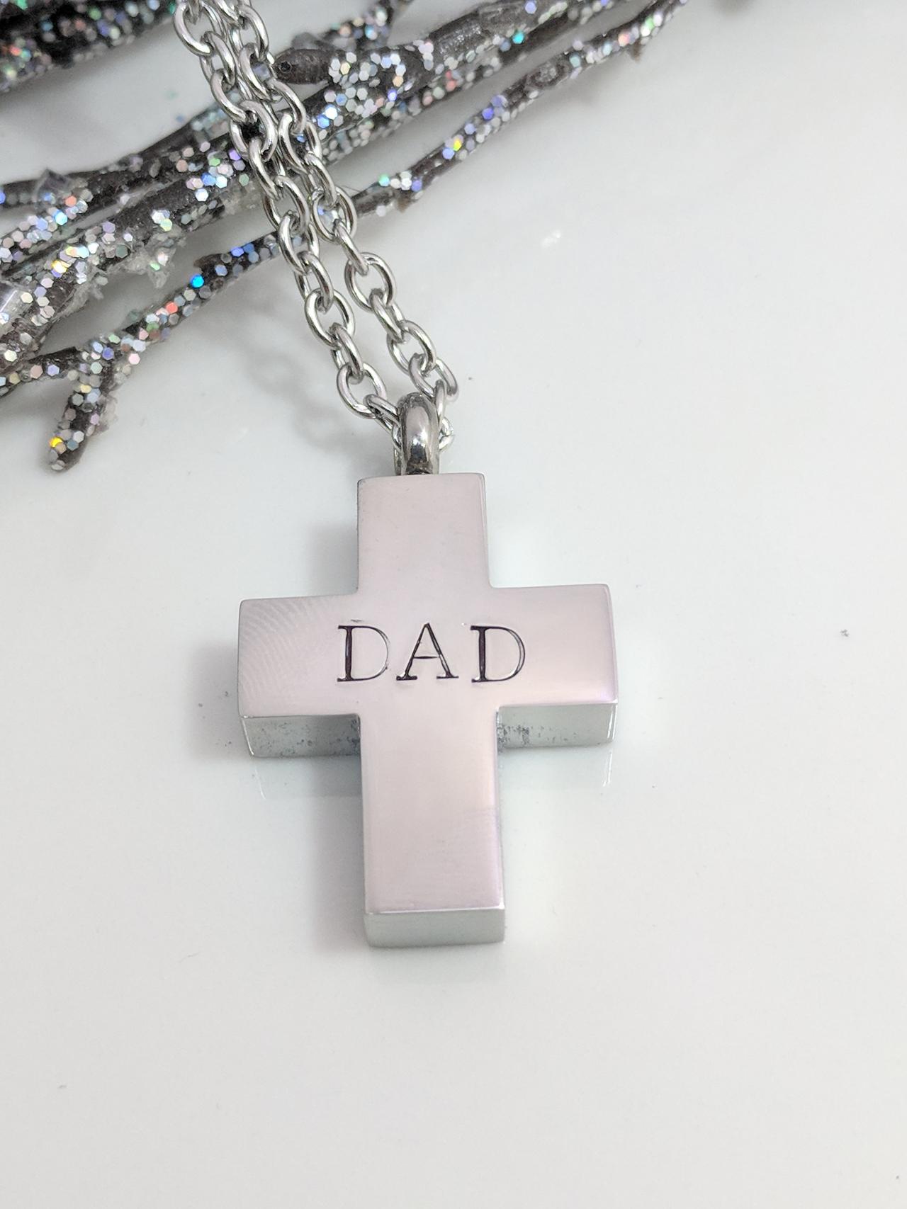 Ready To Ship - Loss Of Father - Urn Necklace - Cross Urn - Urn For Ashes - Sympathy Gift - Cremation Necklace - Urn Keepsake - Dad Passing