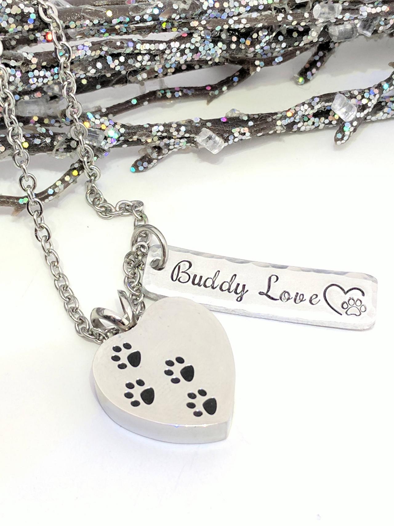 Pet Loss Gift - Heart Urn Hand Stamped Necklace - Pet Sympathy Gift - Pet Urn - Dog Loss - Loss Of Dog - Pet Loss Jewelry - Pet Memorial -
