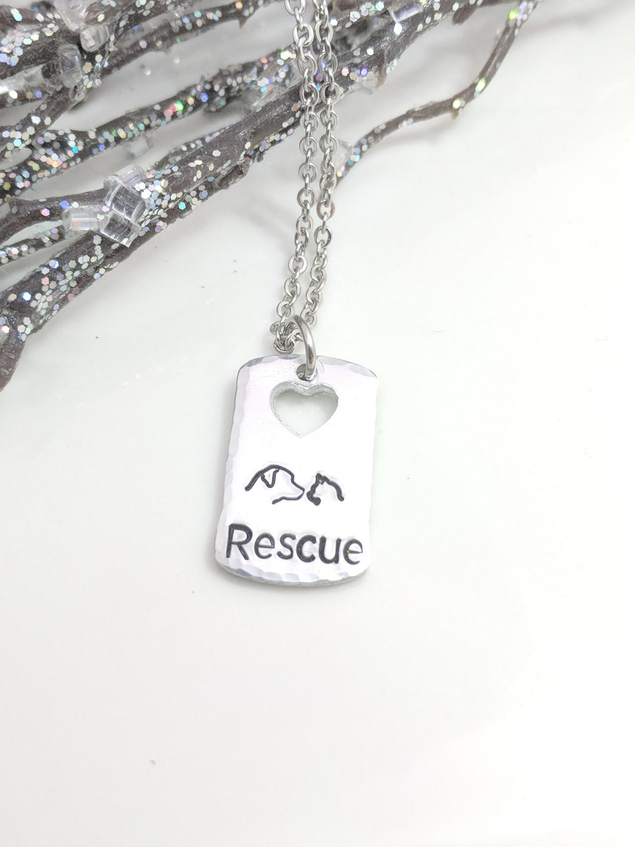 Rescue Jewelry-dog Rescue-cat Rescue-pet Rescue-rescued Pet Necklace-love My Rescue-pet Adoption-customizable Jewelry-hand Stamped Metal