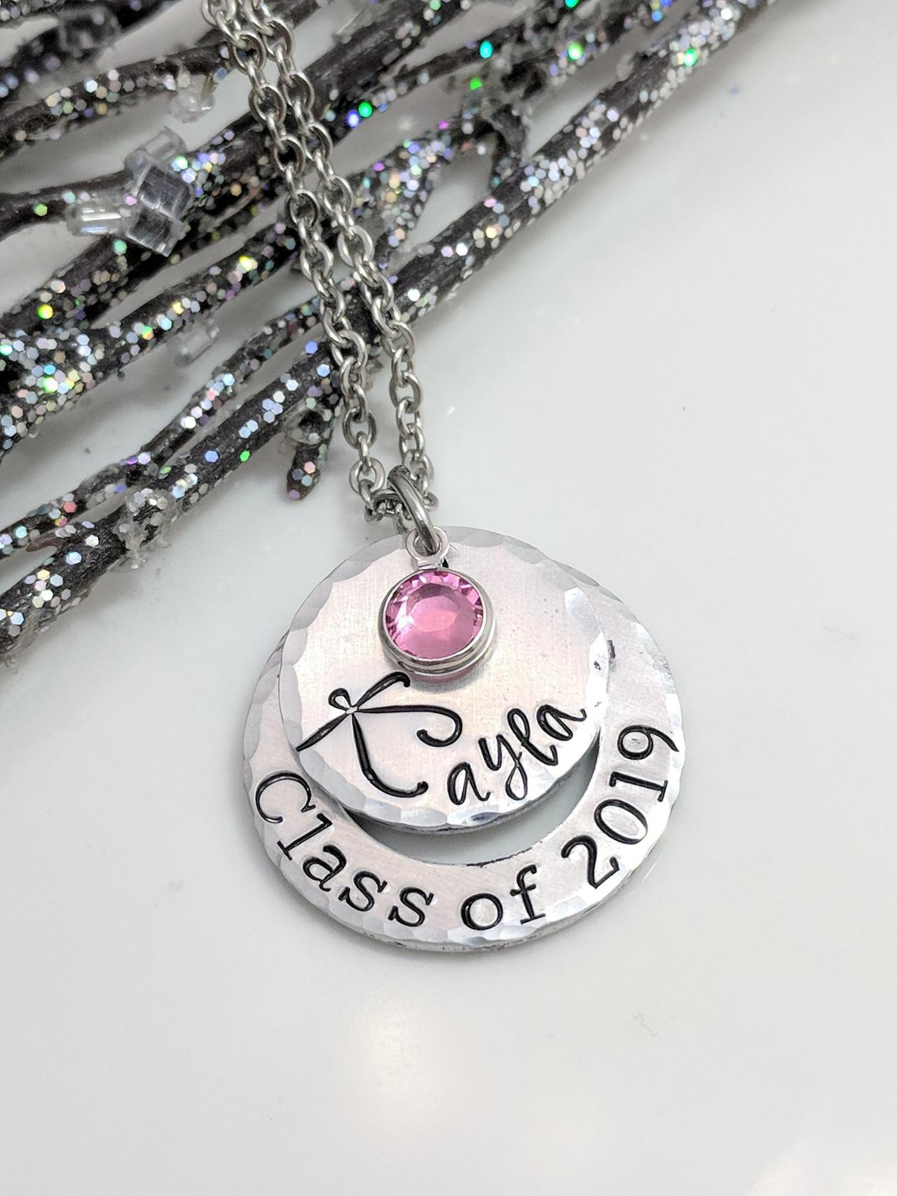 Class Of 2019 Hand Stamped Necklace- Personalized- Hand Stamped- Graduation Gift- Layered- Graduation Year Necklace- Name Jewelry- College- High