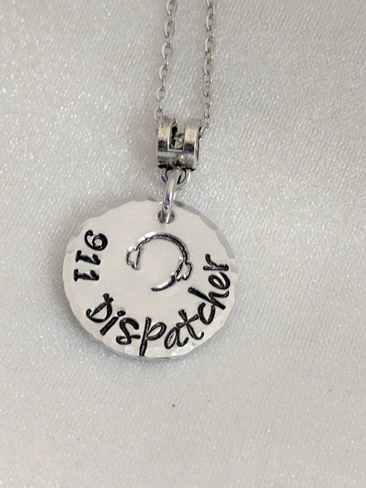Hand Stamped Necklace 911 Dispatcher - 911 Dispatch Gift - Police Dispatcher Gift - Dispatcher Necklace - 911 Professional Gift - 911 Jewelry -