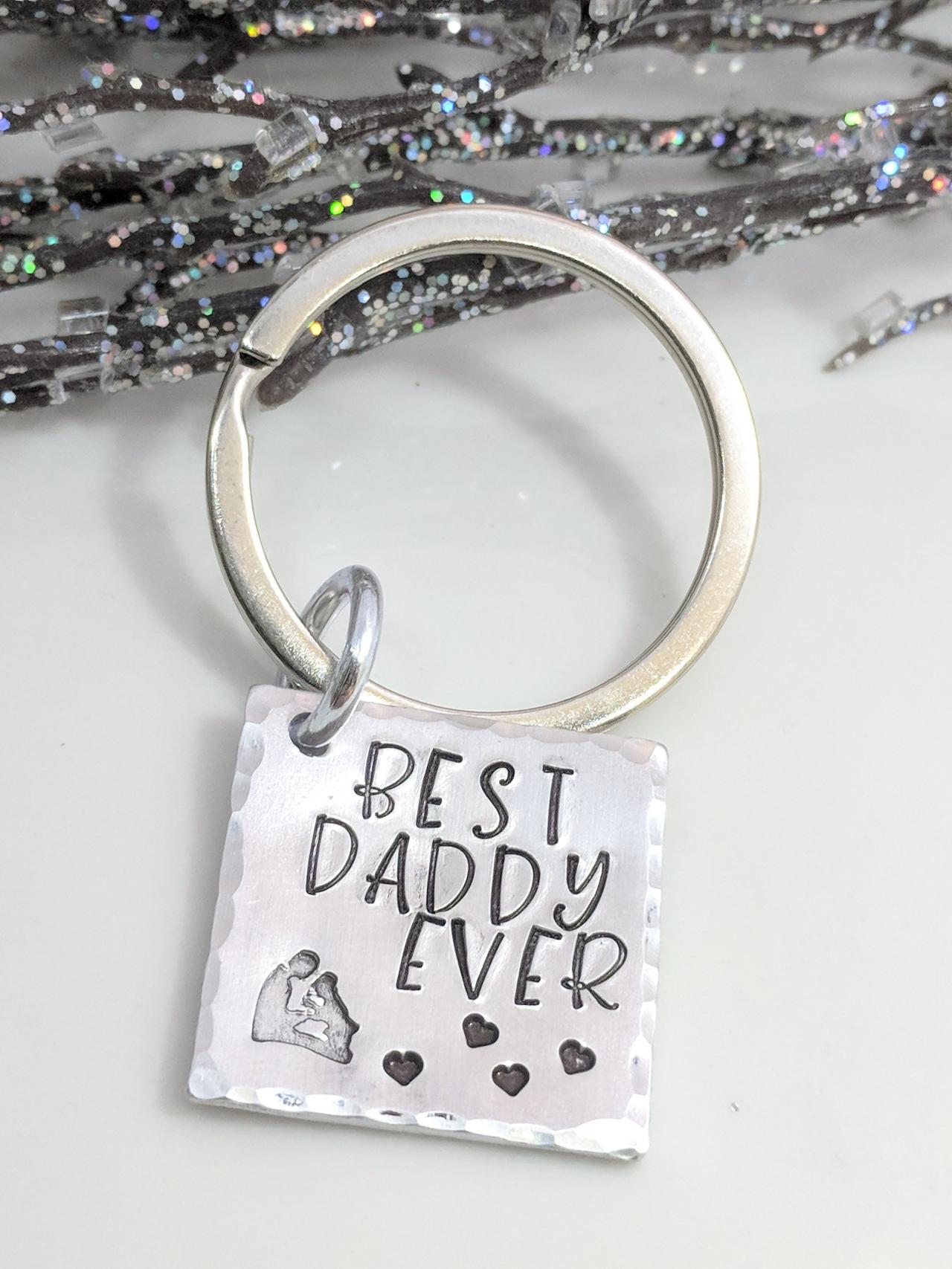 Hand Stamped Keychain -father's Day Gift-gift For Daddy-ready To Ship- Daddy Ever-1 Day !-to Dad From Child-handmade Gift For Dad-metal