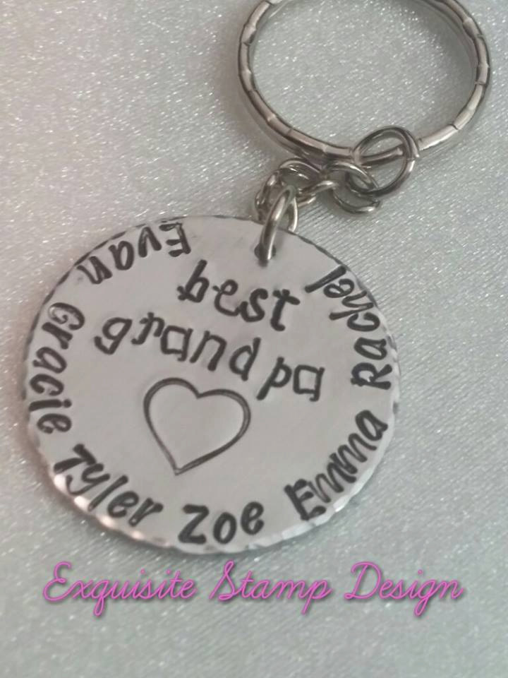Grandpa - Keychain For Grandpa - Name Keychain - Customized Keychain - Gift For Grandpa - Kids Name Keychain - Handmade Gift - Grandpa