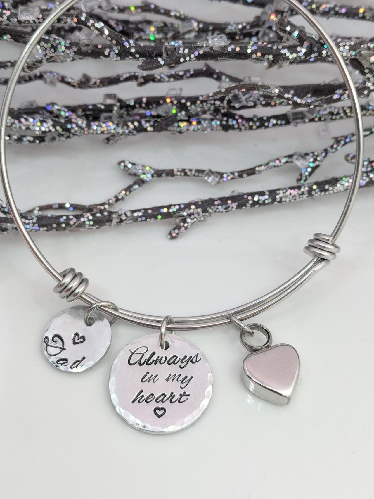 Always In My Heart Bracelet-personalized Urn Bracelet-loss Of Dad-ready To Ship-ashes Bracelet-cremation Heart Bracelet-in Of Memory Jewelry