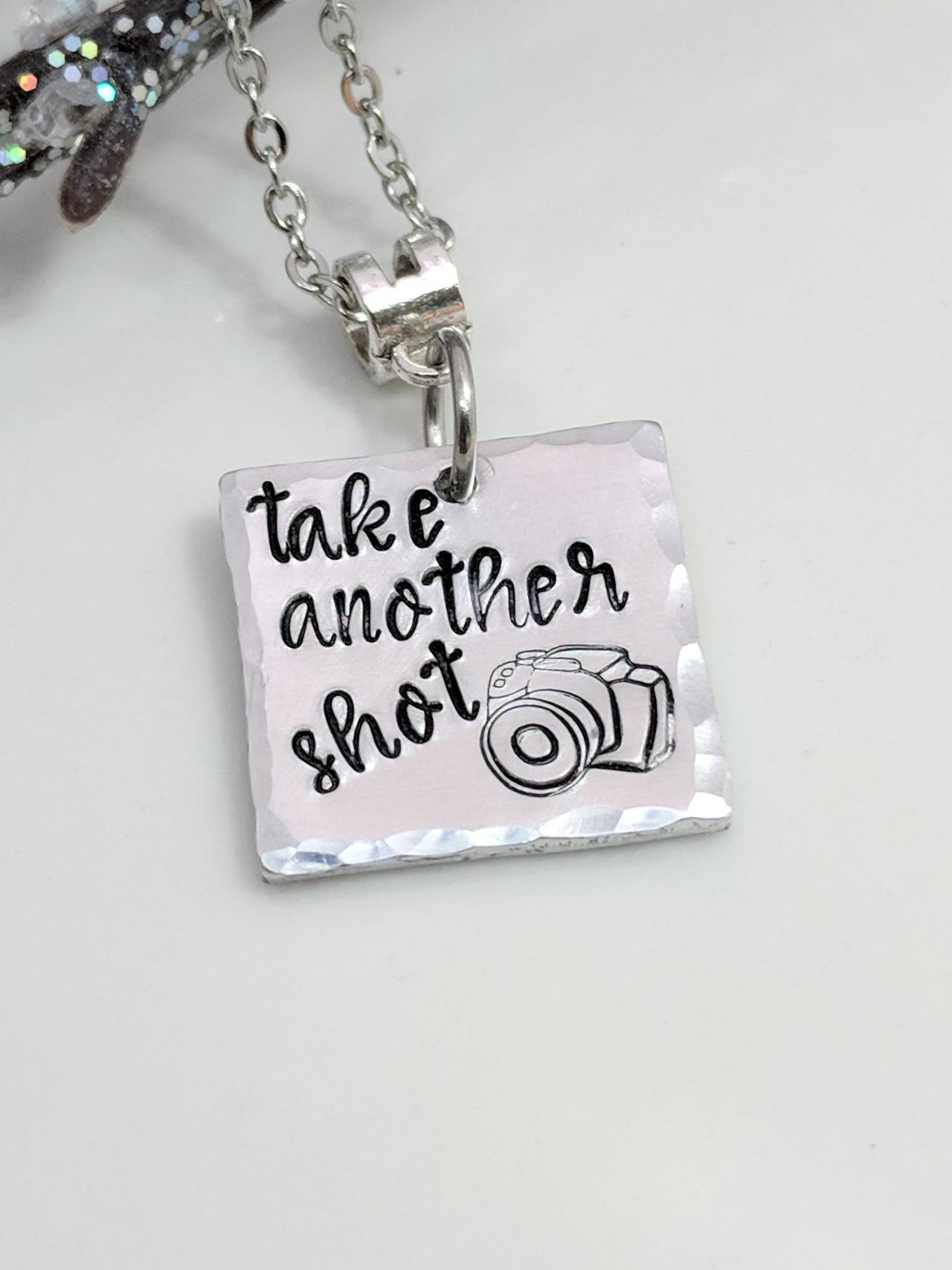 Photographer Gift-camera Hand Stamped Necklace-photography Jewelry-take Another Shot-hand Stamped Jewelry-metal Stamped Jewelry-exquisite Stamp