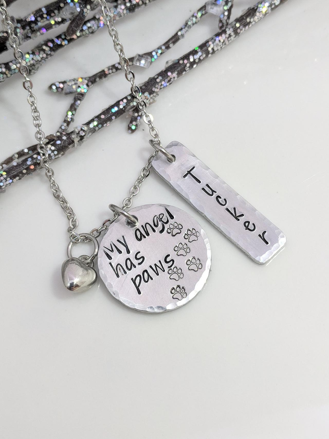 My Angel Has Paws Necklace-loss Of Pet-furbaby Loss-animal Memorial-pet Loss Necklace-loss Of Cat-loss Of Dog-pet Loss Gifts-personalized