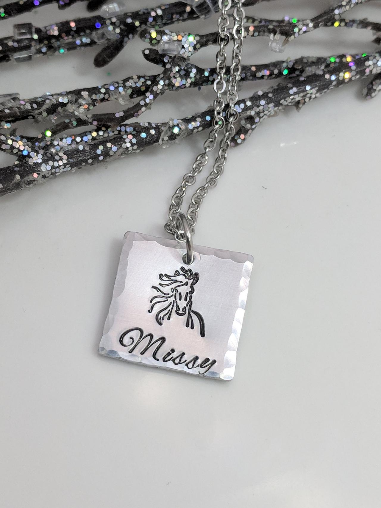 Horse Lover Jewelry- Horse Necklace- Personalized- Gift For Horse Trainer- Horse Riding- Name Necklace- Gift For Her- Horse Lover Gifts