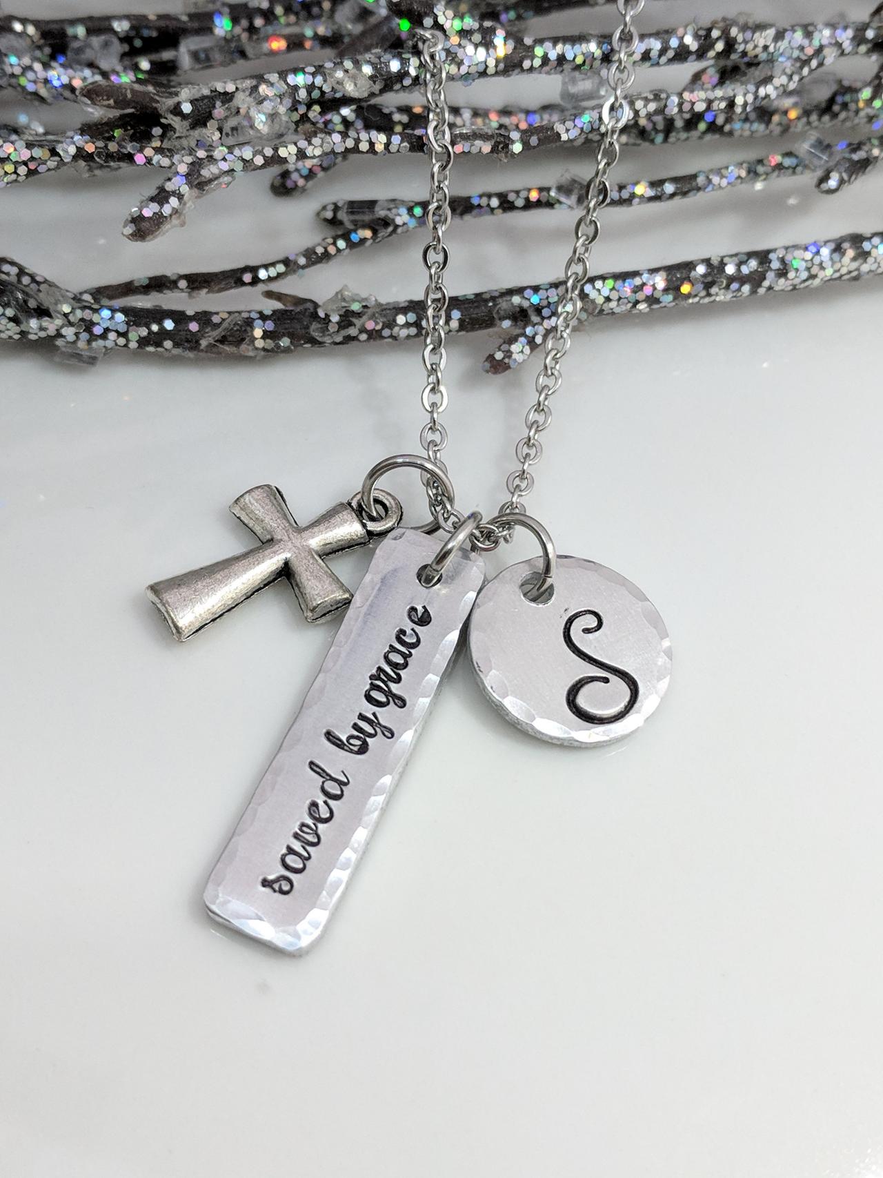 Saved By Grace Necklace-christian Jewelry-faith Necklace-cross