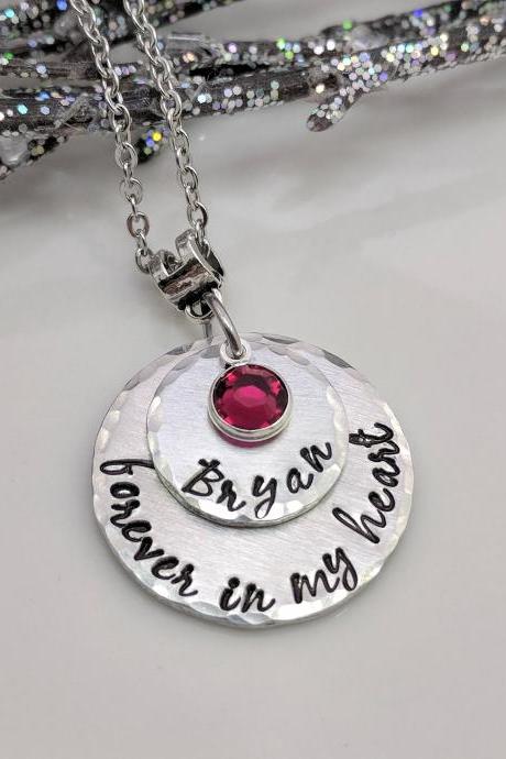 Hand Stamped Forever In My Heart Necklace- Personalized Memorial Keepsake Necklace - Remembrance Jewelry - In Memory Of Necklace - Grief Gift - Loss of Spouse -