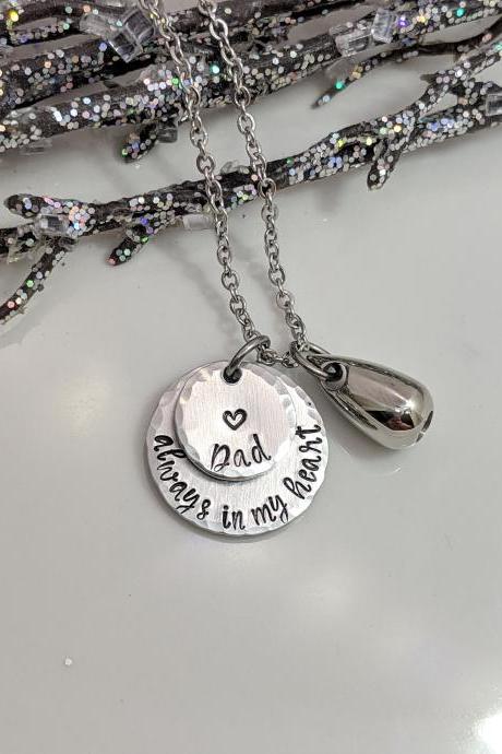 Always In My Heart-teardrop Urn-cremation Necklace-ashes Holder-personalized-loss Gift-memorial- Keepsake-remembrance-stainless Steel Heart