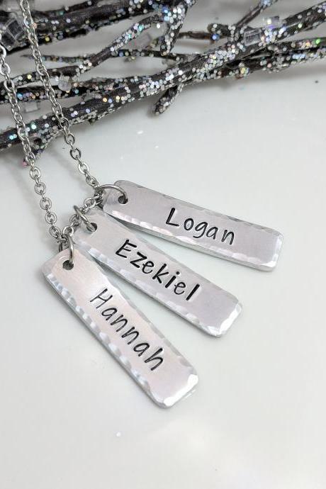 Name Bar Hand Stamped Necklace - Gift for Mom - Hand Stamped Jewelry - Unique Name Gifts - Gift for Grandma - Personalized - Name Jewelry - Skinny Bar Necklace