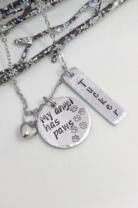 My Angel Has Paws Necklace-loss Of Pet-furbaby Loss-animal Memorial-pet Loss Necklace-loss Of Cat-loss Of Dog-pet Loss Gifts-personalized