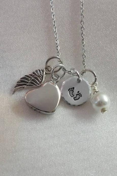 Ashes Necklace - Cremation Urn Necklace - Sympathy Gift - Ashes Pendant - Angel Wing Necklace - Infant Child Loss Memorial - Keepsake