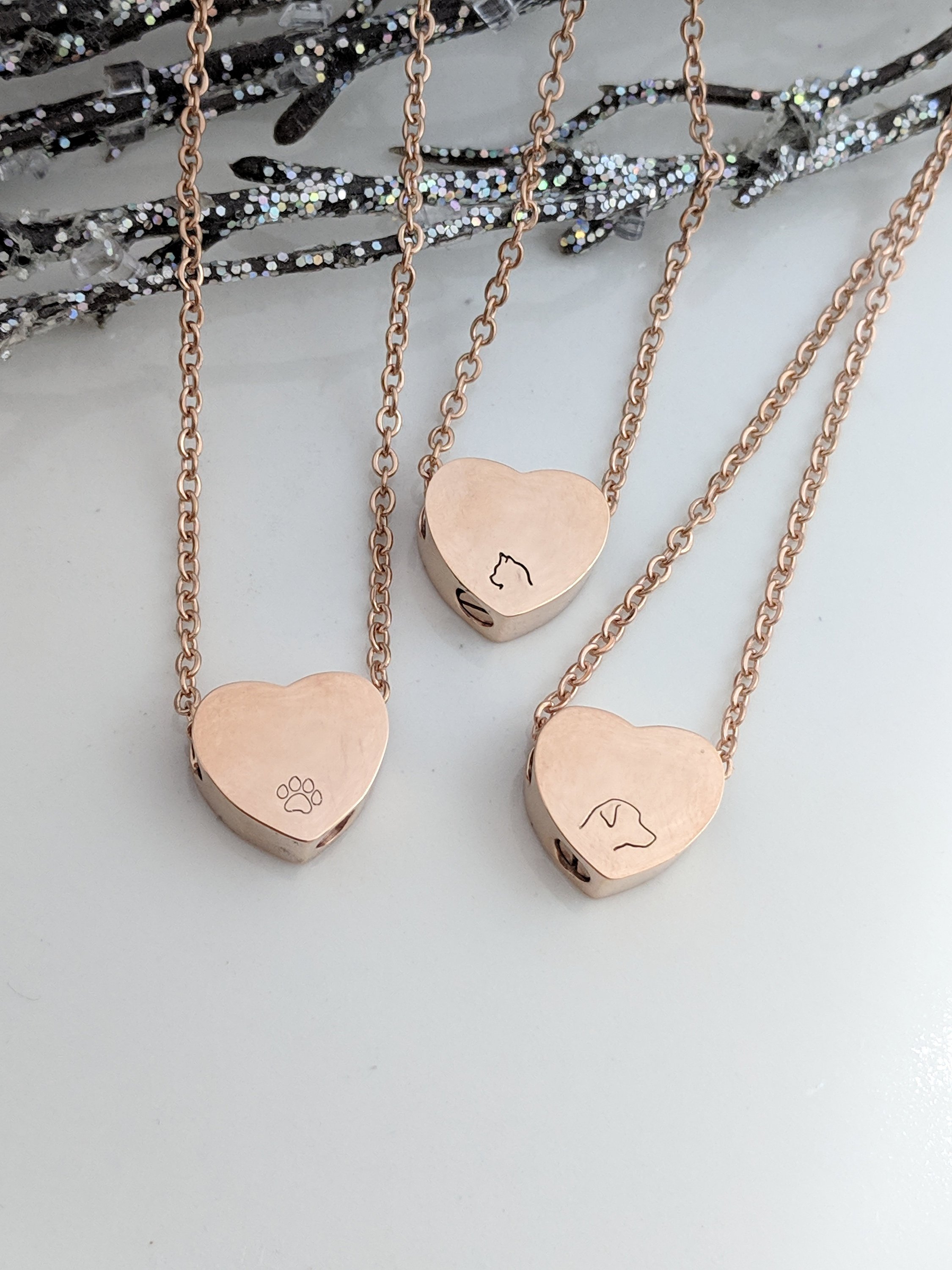 Rose Gold Heart Urn Hand Stamped Necklace Pet Loss Dog Loss Cat Loss Hand Stamped Jewelry Pa On Luulla